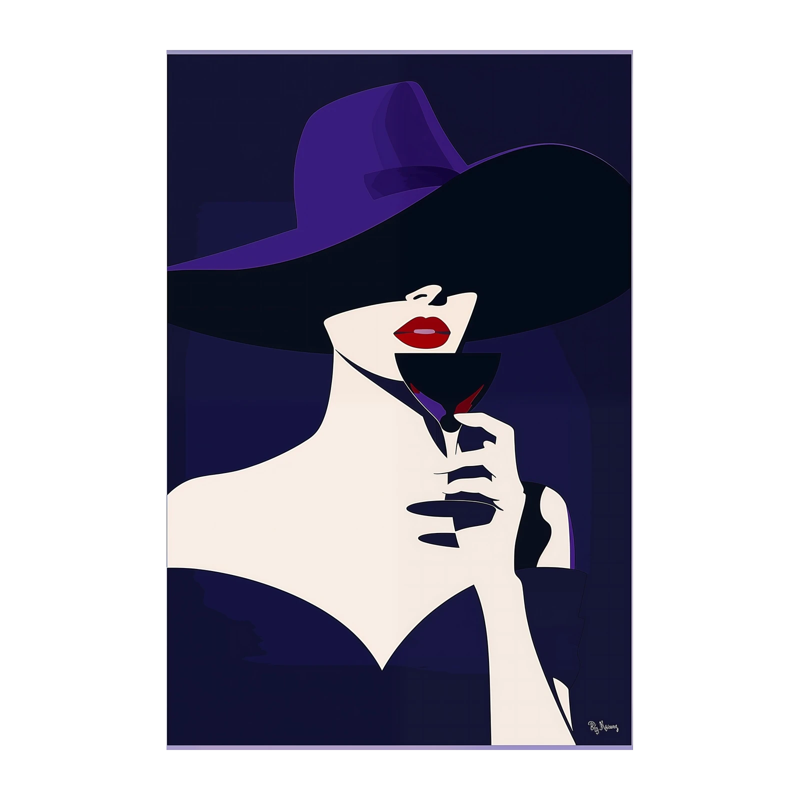 Chic Lady with Wine Wall Art