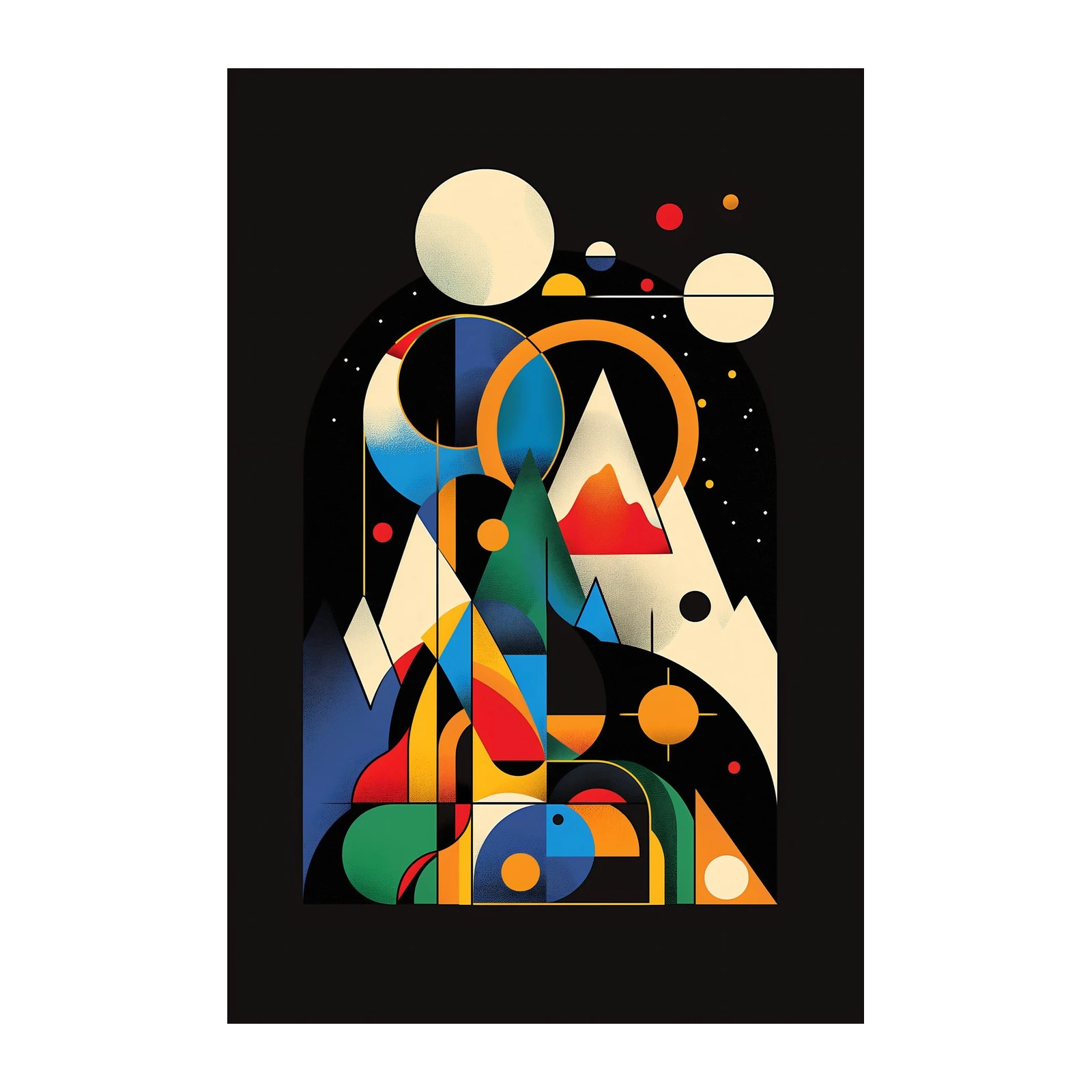 Geometric Lunar Landscape Wall Art
