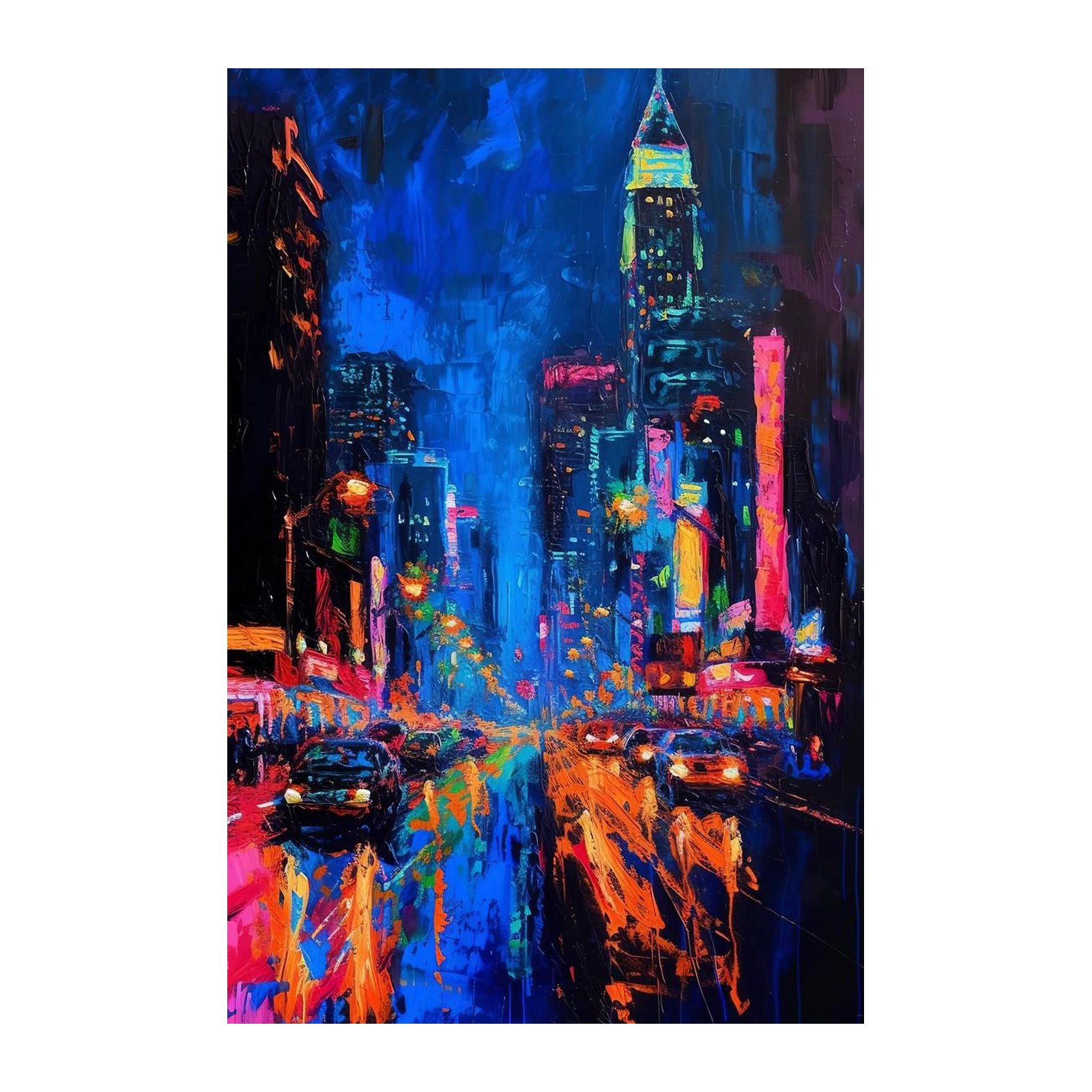 Vibrant Cityscape Palette Knife Acrylic Wall Art