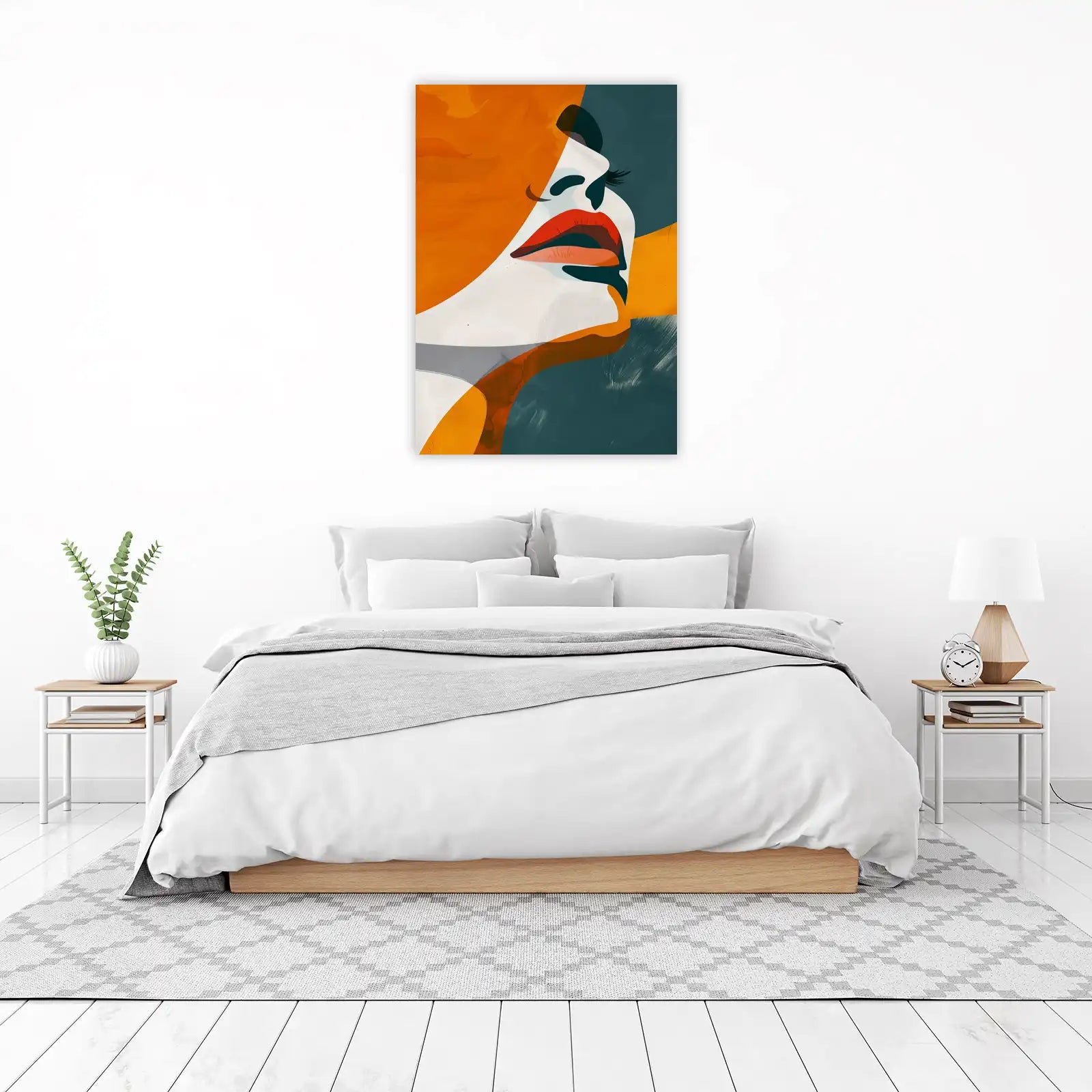 Bold Abstract Face Orange & Teal Wall Art