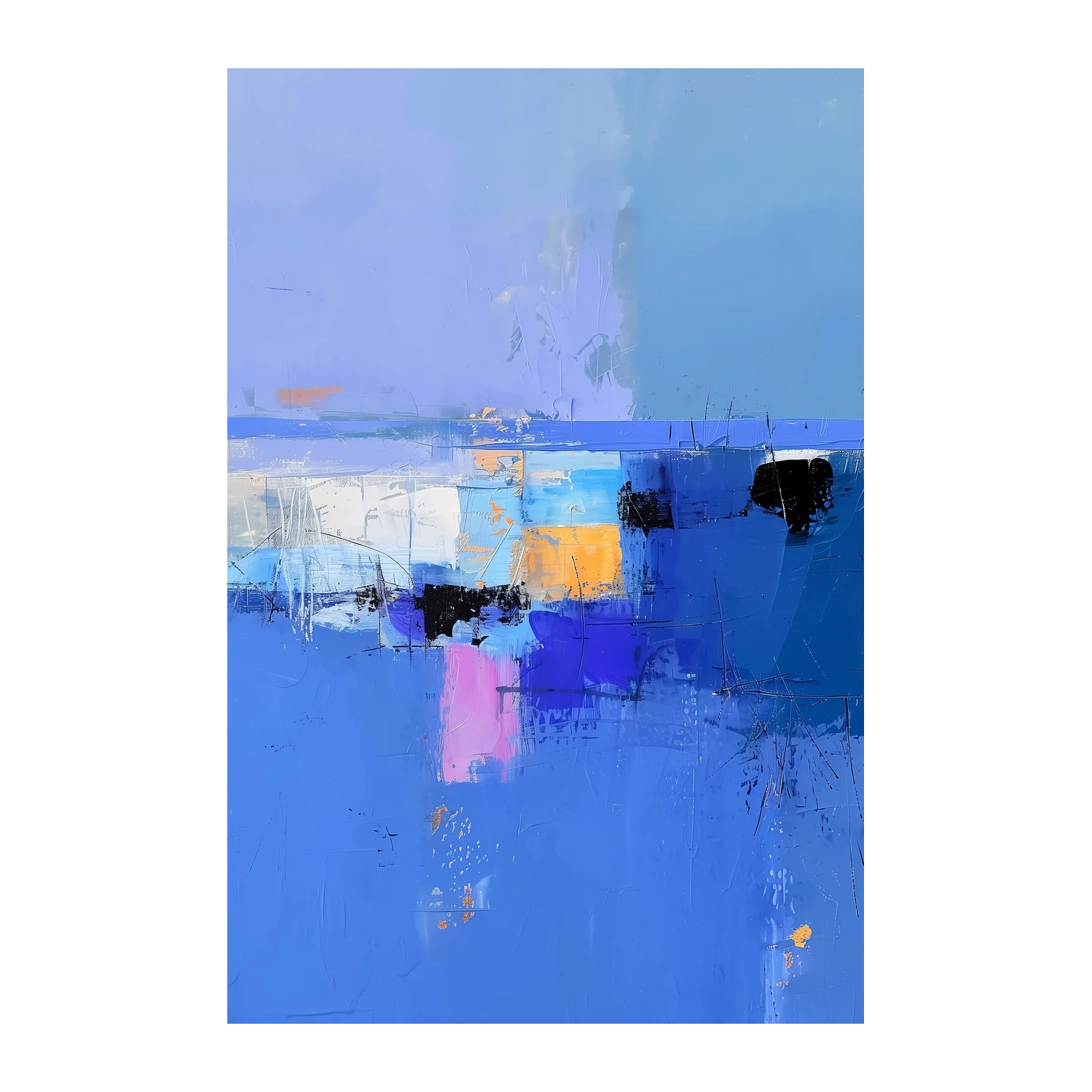 Vibrant Abstract Blue Landscape Wall Art