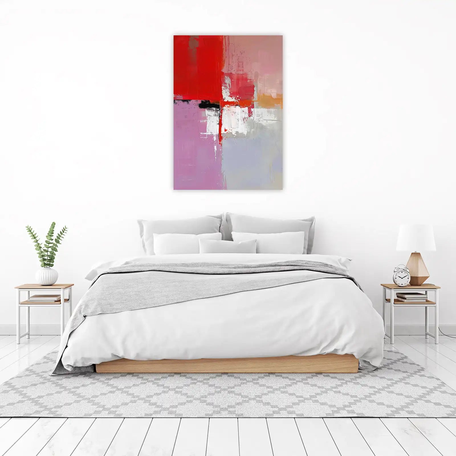 Vibrant Abstract Red & Pink Wall Art Wall Art
