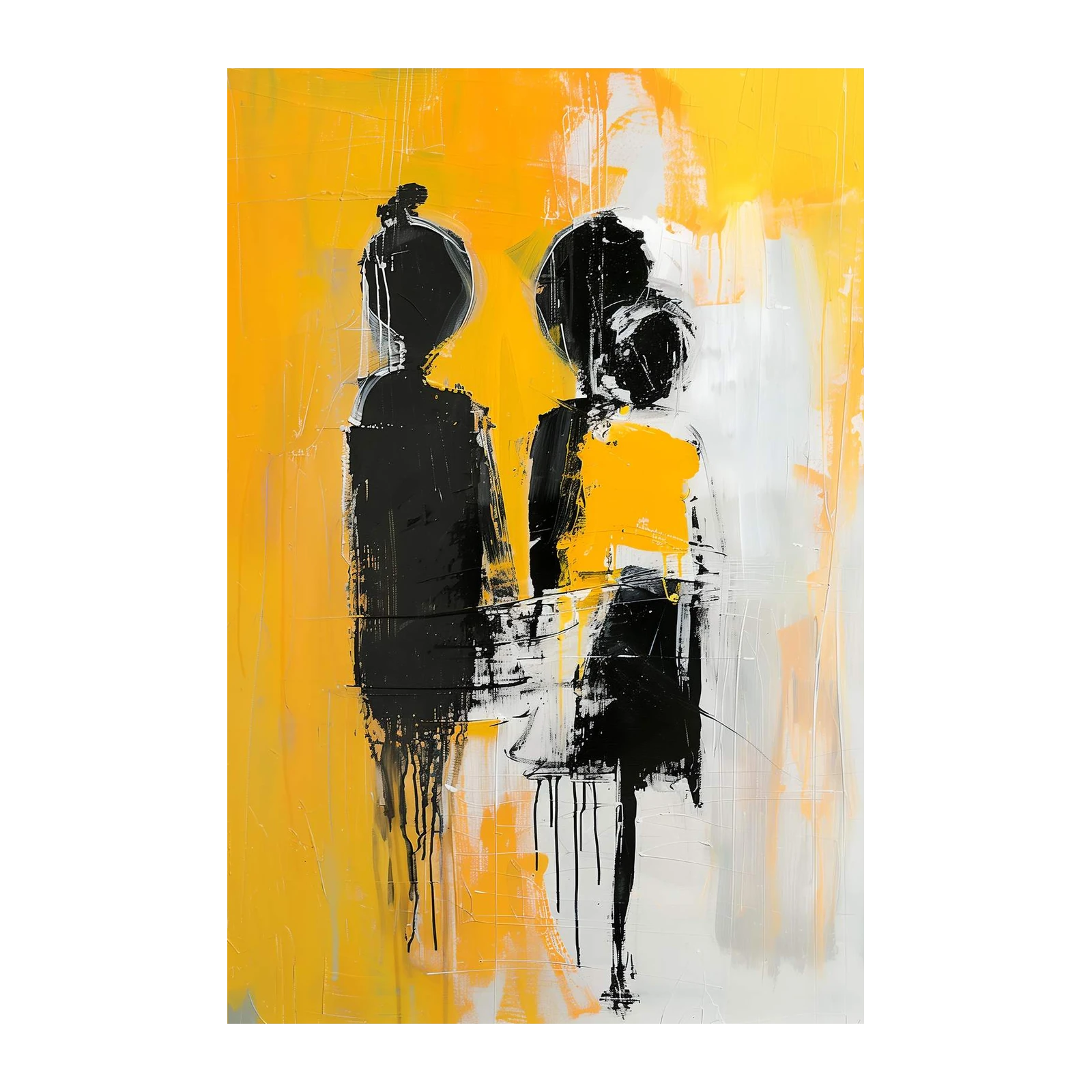 Abstract Couple Yellow & Black Wall Art