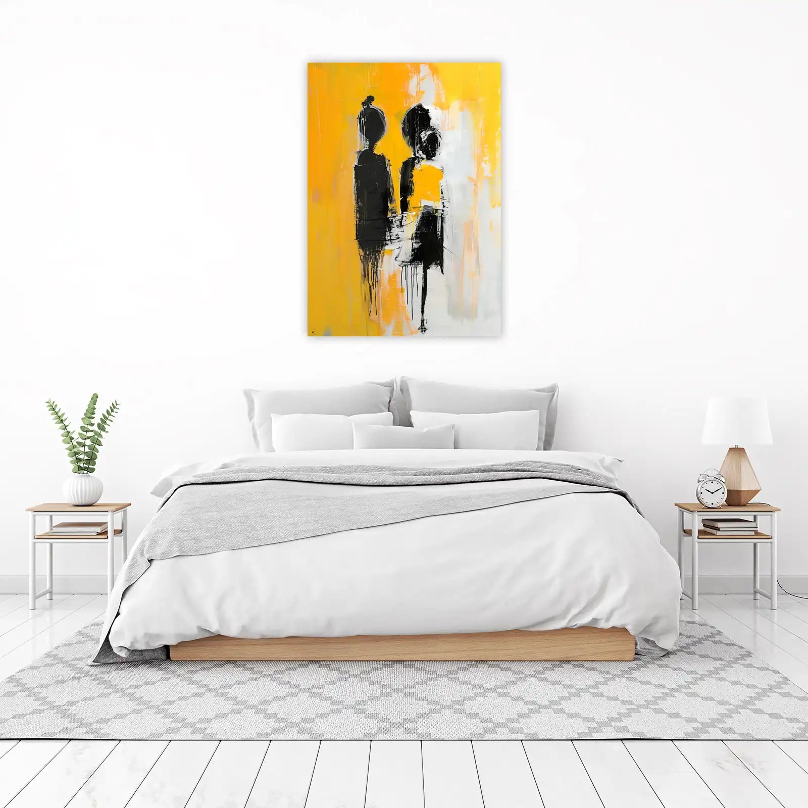 Abstract Couple Yellow & Black Wall Art