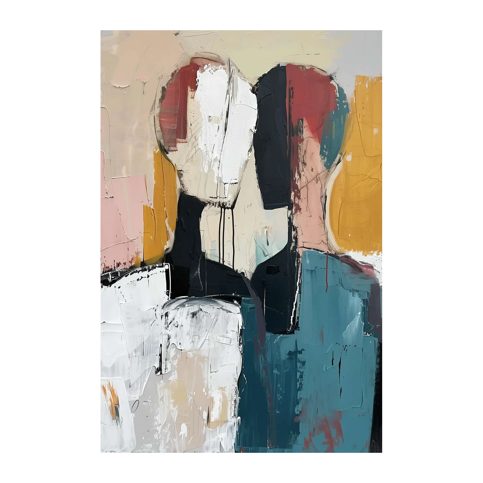 Abstract Couple Textured Wall Art