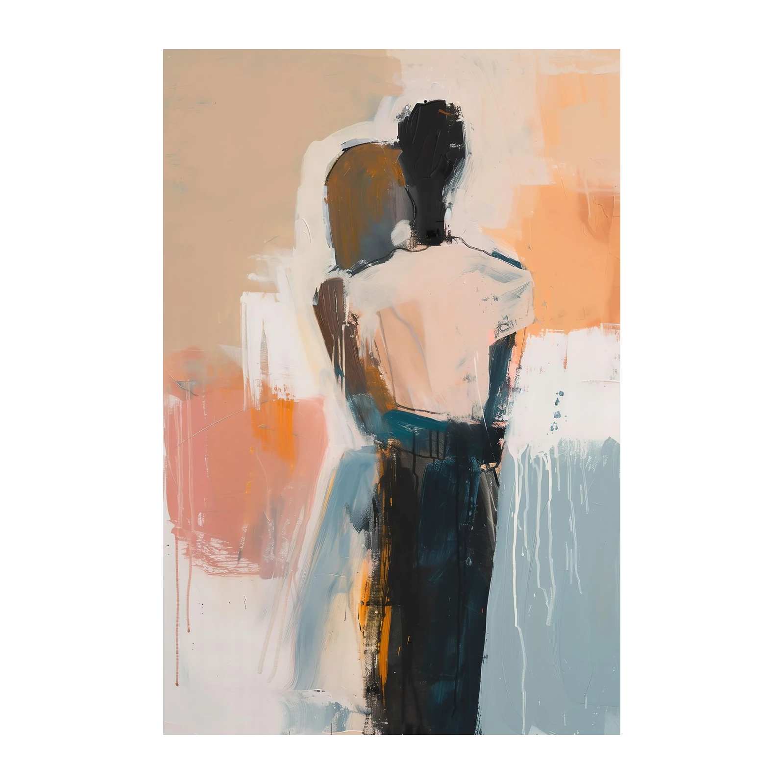 Abstract Embrace Couple Modern Wall Art