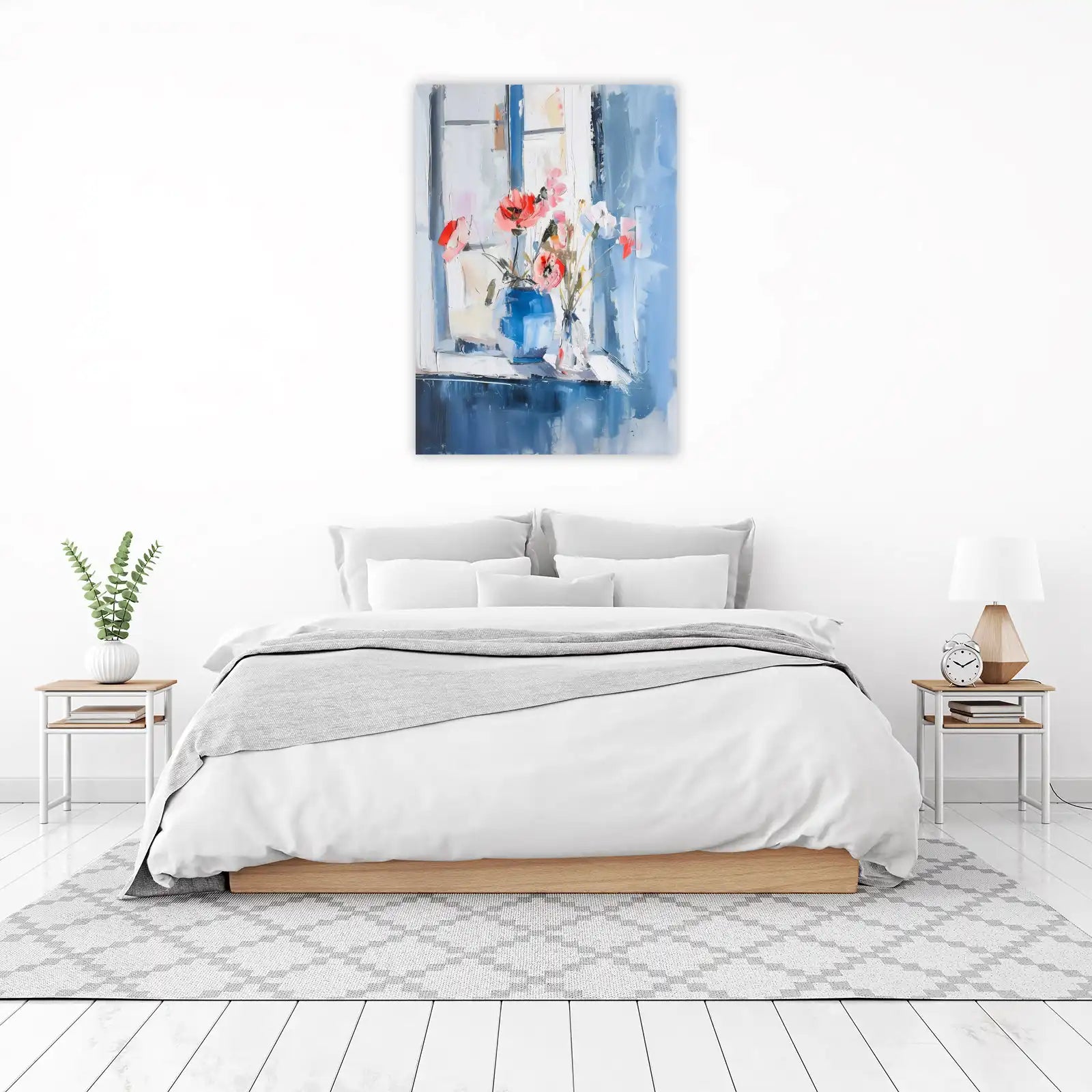 Abstract Floral Window Blue Wall Art
