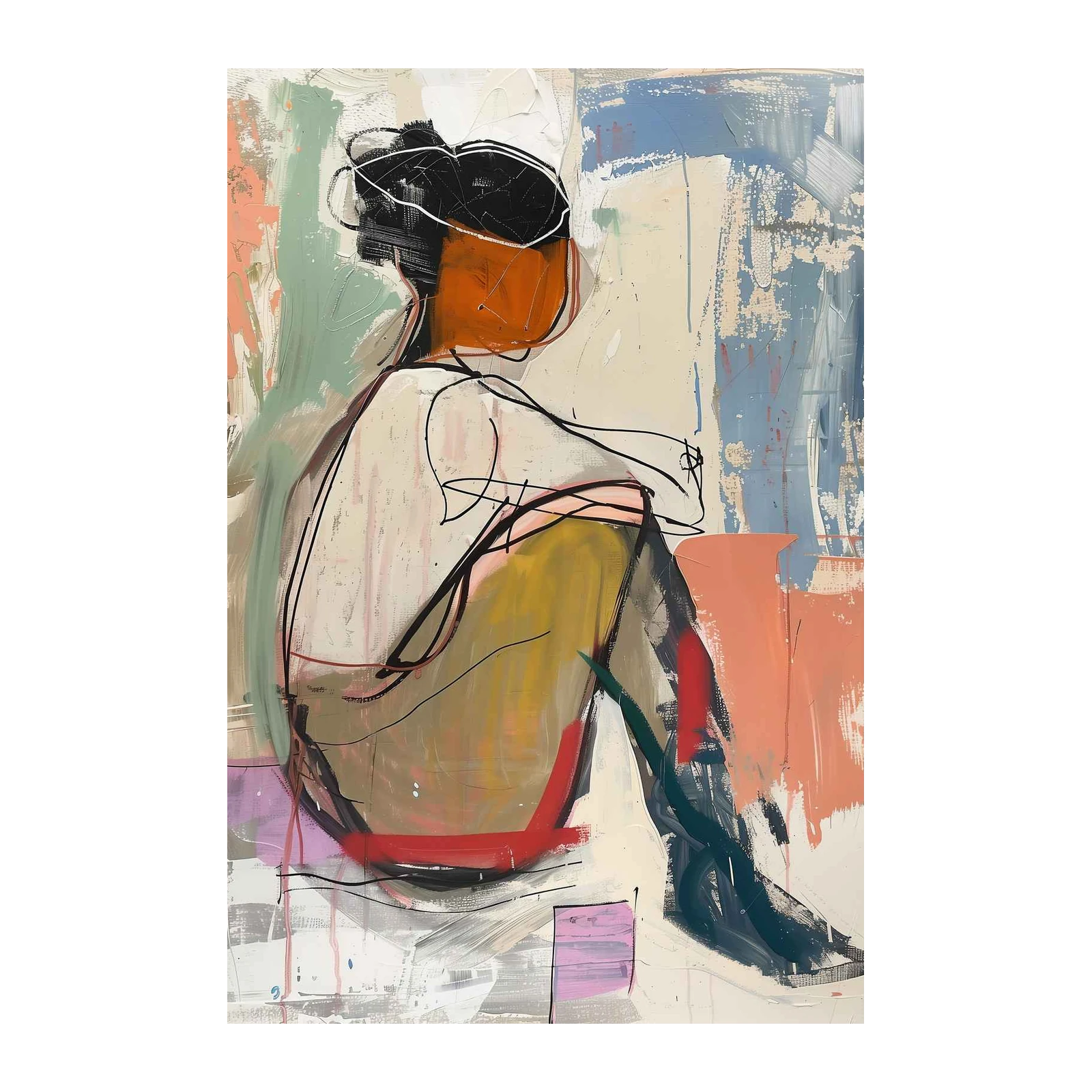 Abstract Seated Figure Wall Art