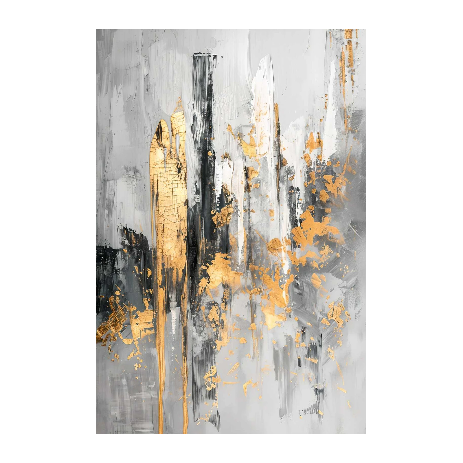 Abstract Gold & Gray Cityscape Wall Art