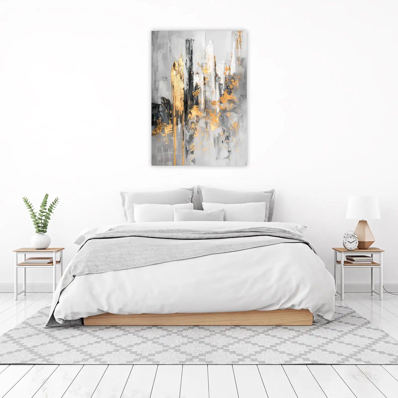 Abstract Gold & Gray Cityscape Wall Art