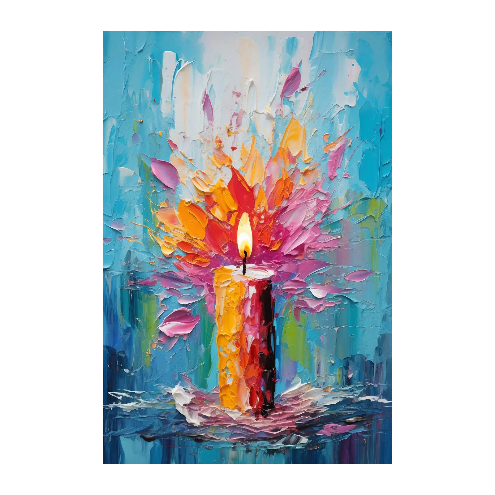 Vibrant Candle Flame Abstract Wall Art