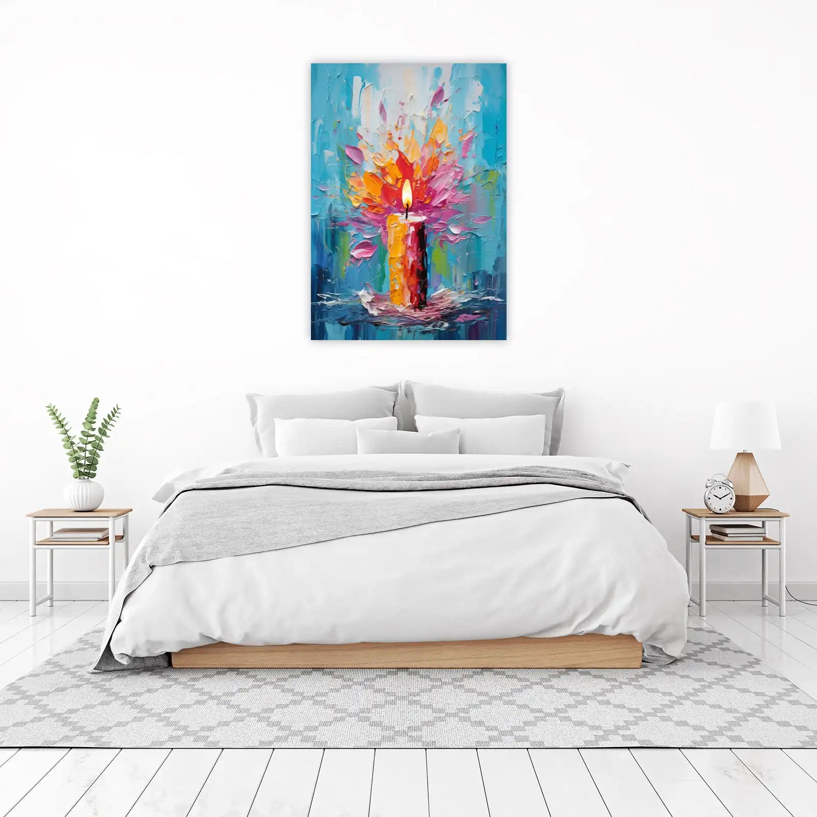 Vibrant Candle Flame Abstract Wall Art