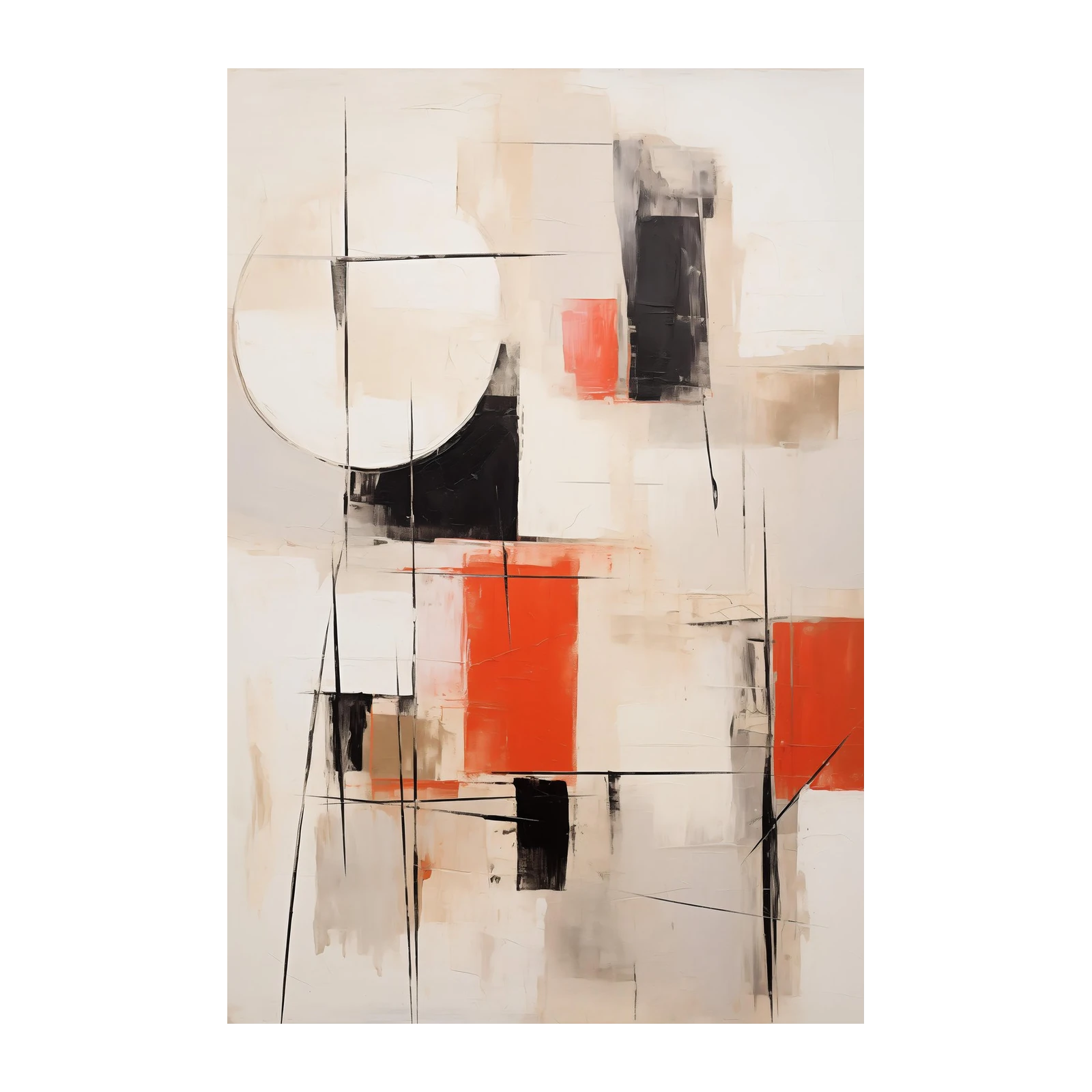 Abstract Geometric Orange & Black Wall Art