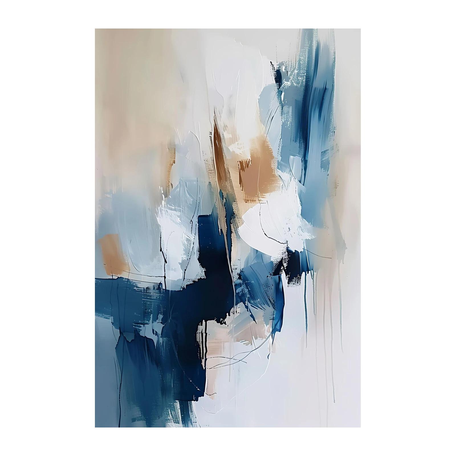 Abstract Blue & Tan Modern Art Wall Art