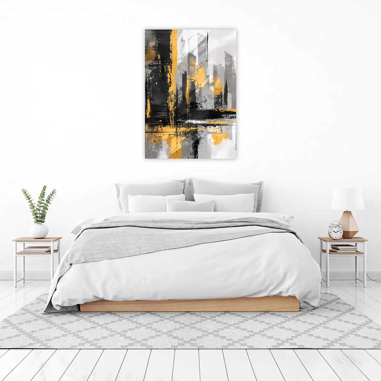 Abstract Cityscape Yellow & Black Wall Art
