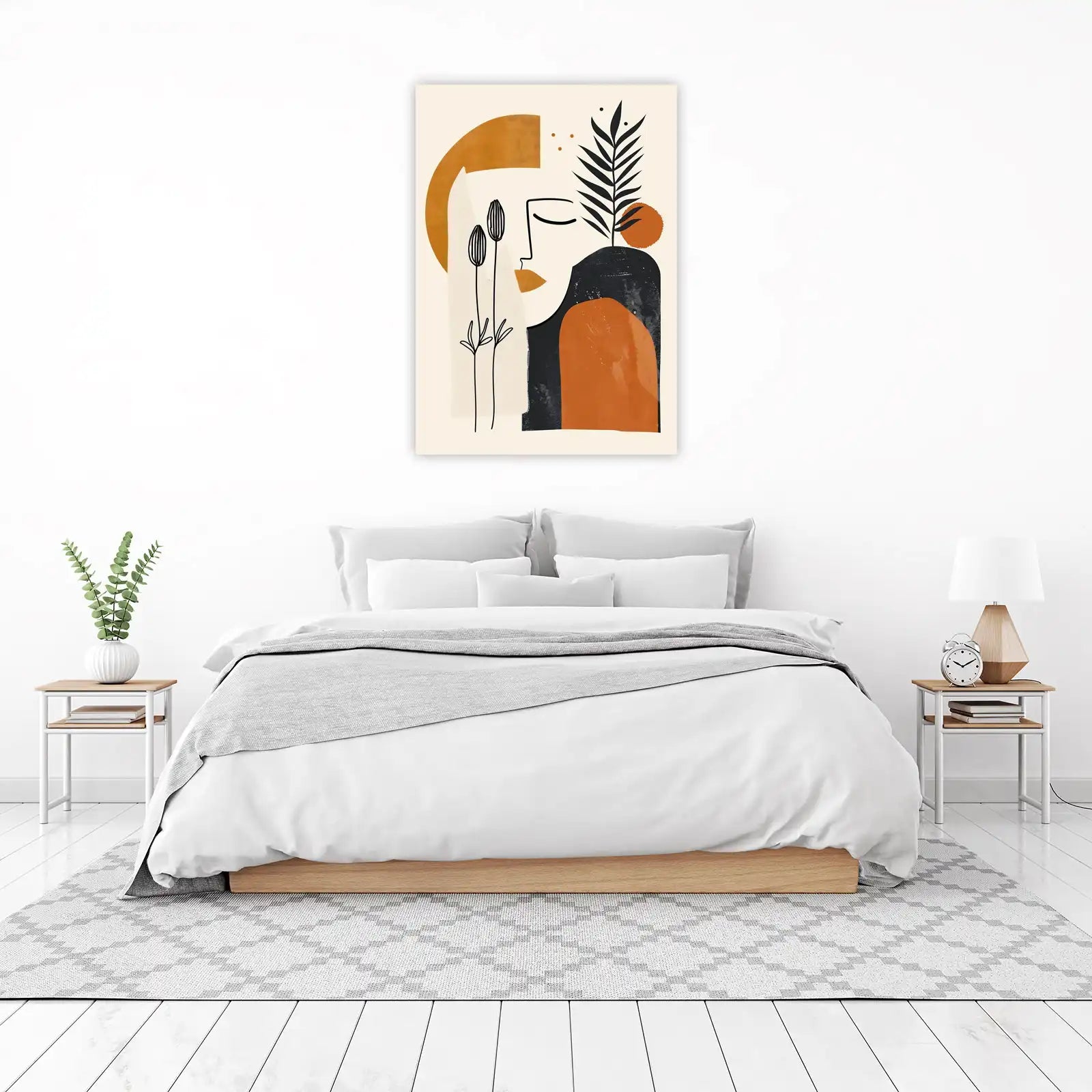 Boho Abstract Face Botanical Wall Art