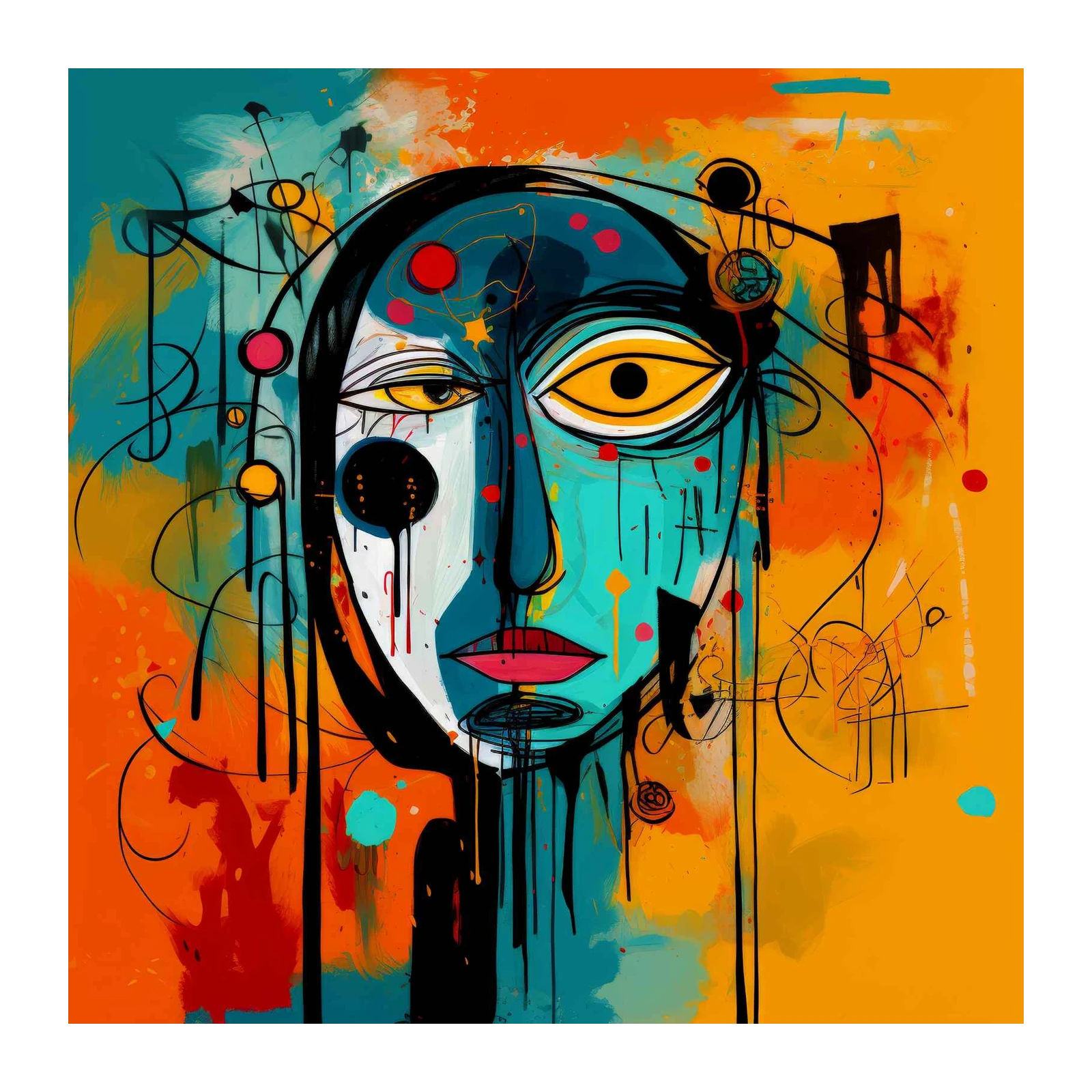 Bold Abstract Face Wall Art - Modern Art