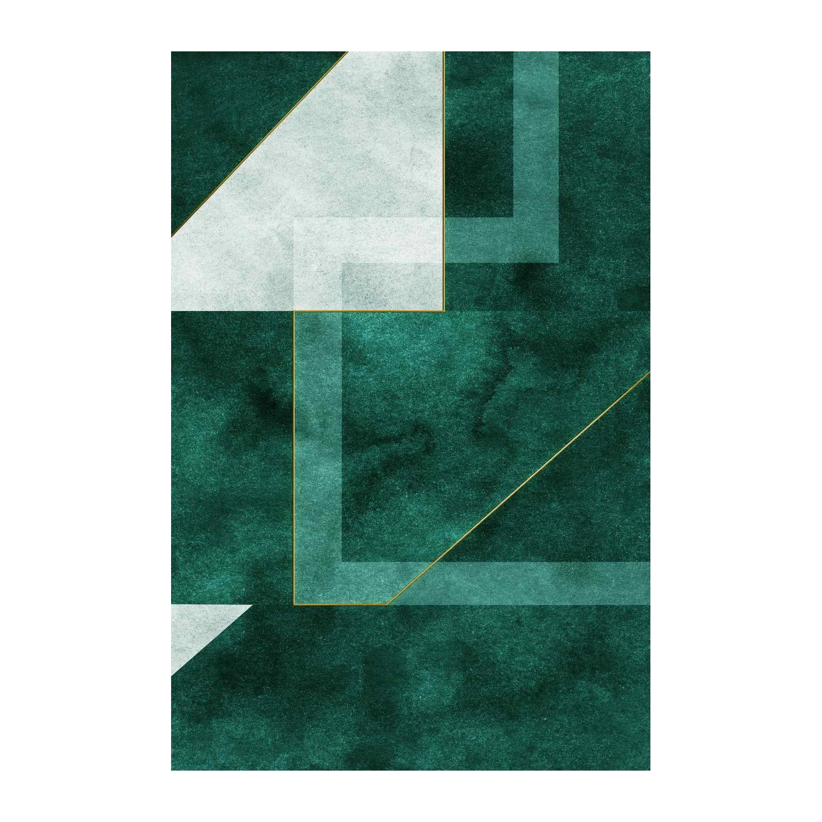 Modern Geometric Emerald Gold Wall Art