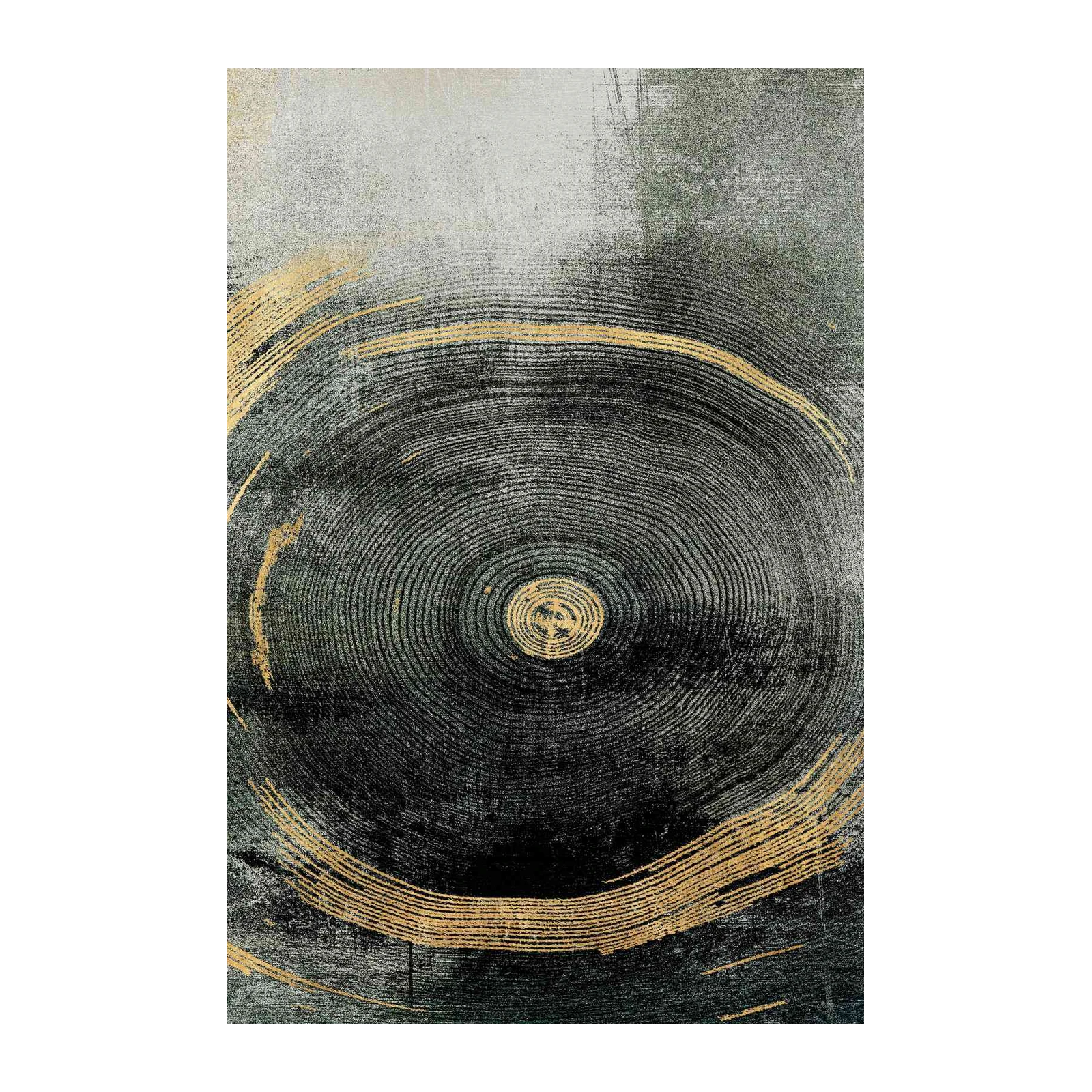 Abstract Gold & Black Circular Texture Wall Art