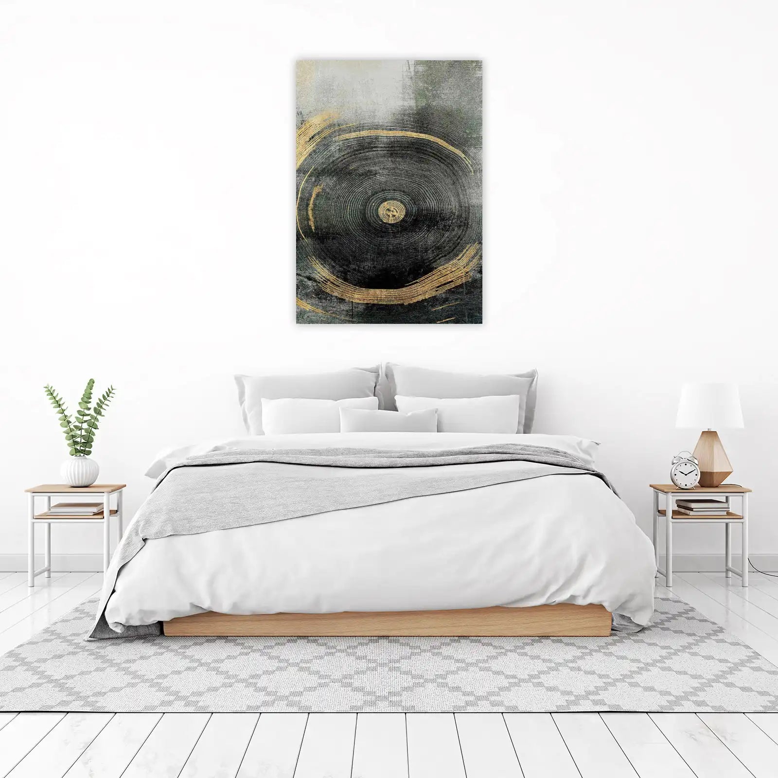 Abstract Gold & Black Circular Texture Wall Art