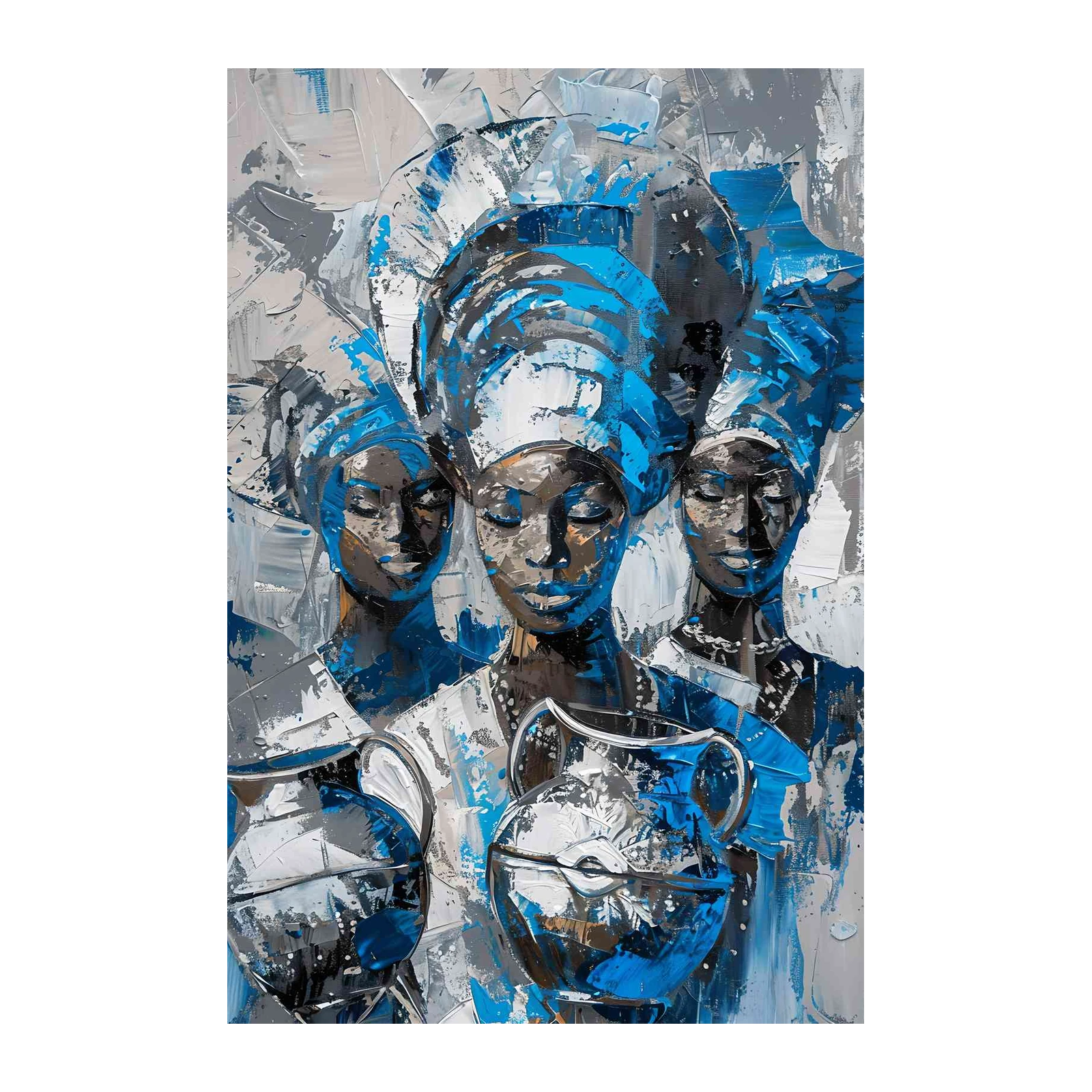 Majestic Queens African Women Blue Wall Art