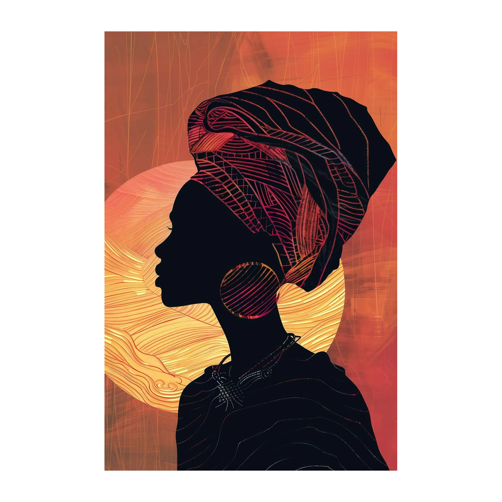 Majestic African Woman Silhouette Wall Art