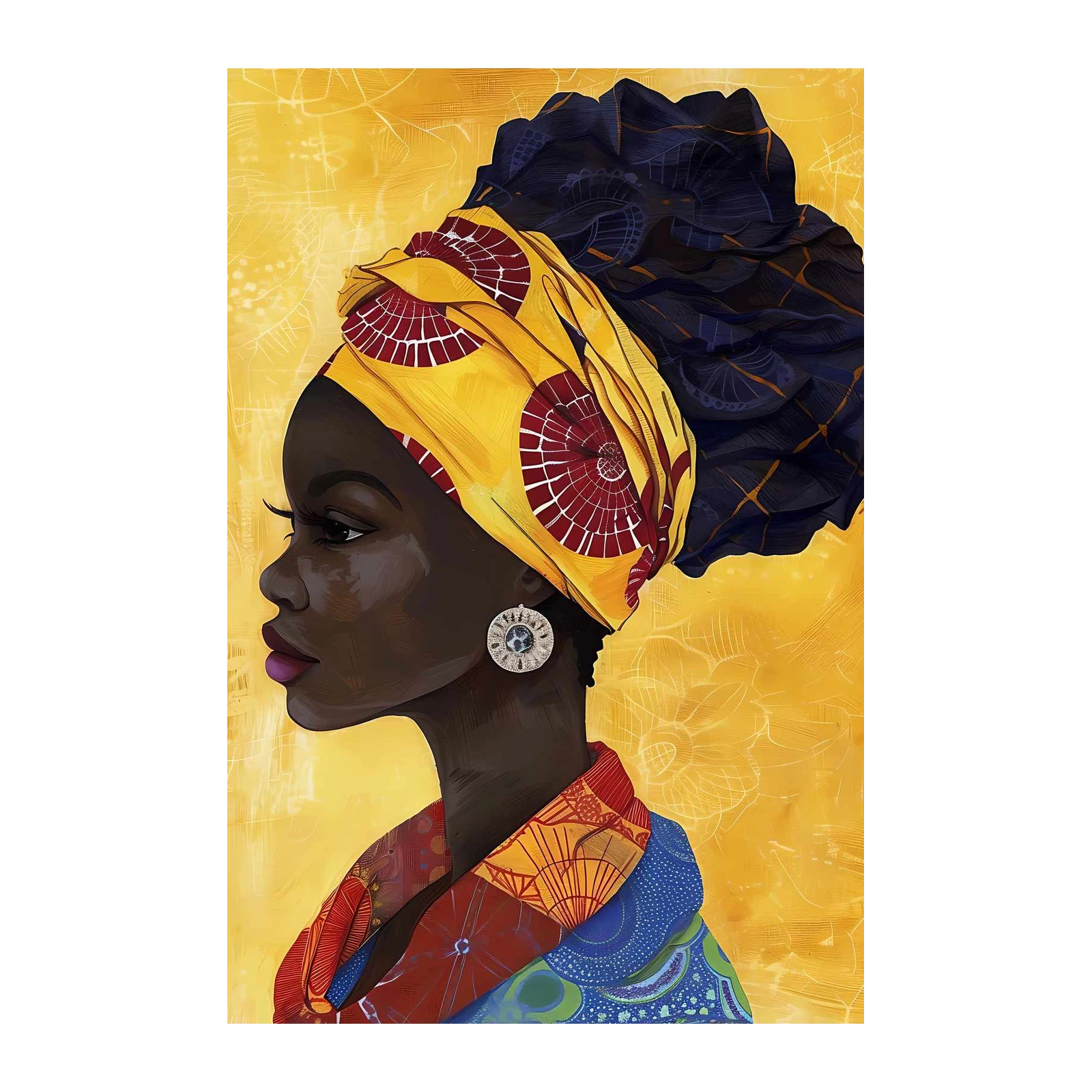 Vibrant Woman Headwrap Wall Art