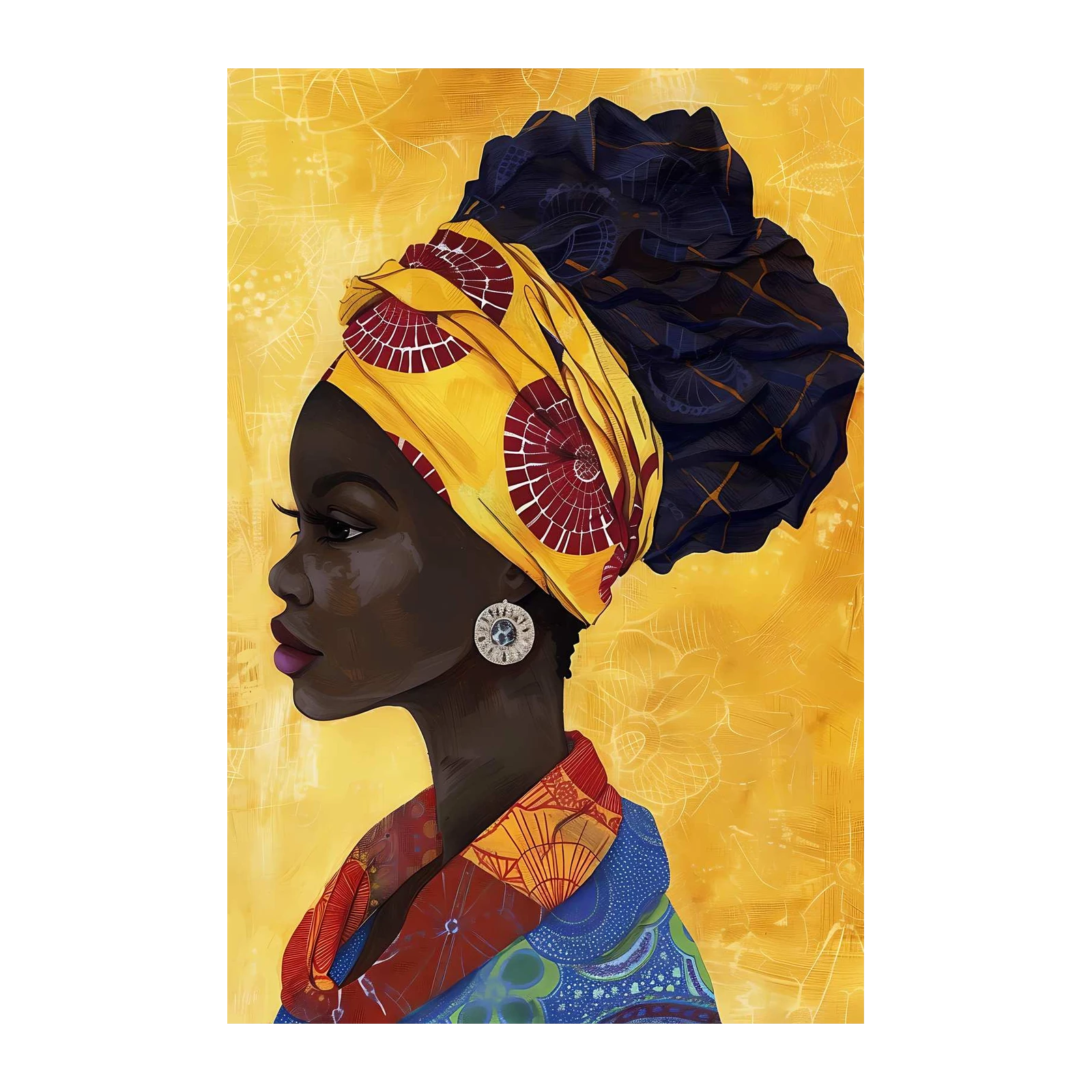 Vibrant African Queen Portrait Wall Art