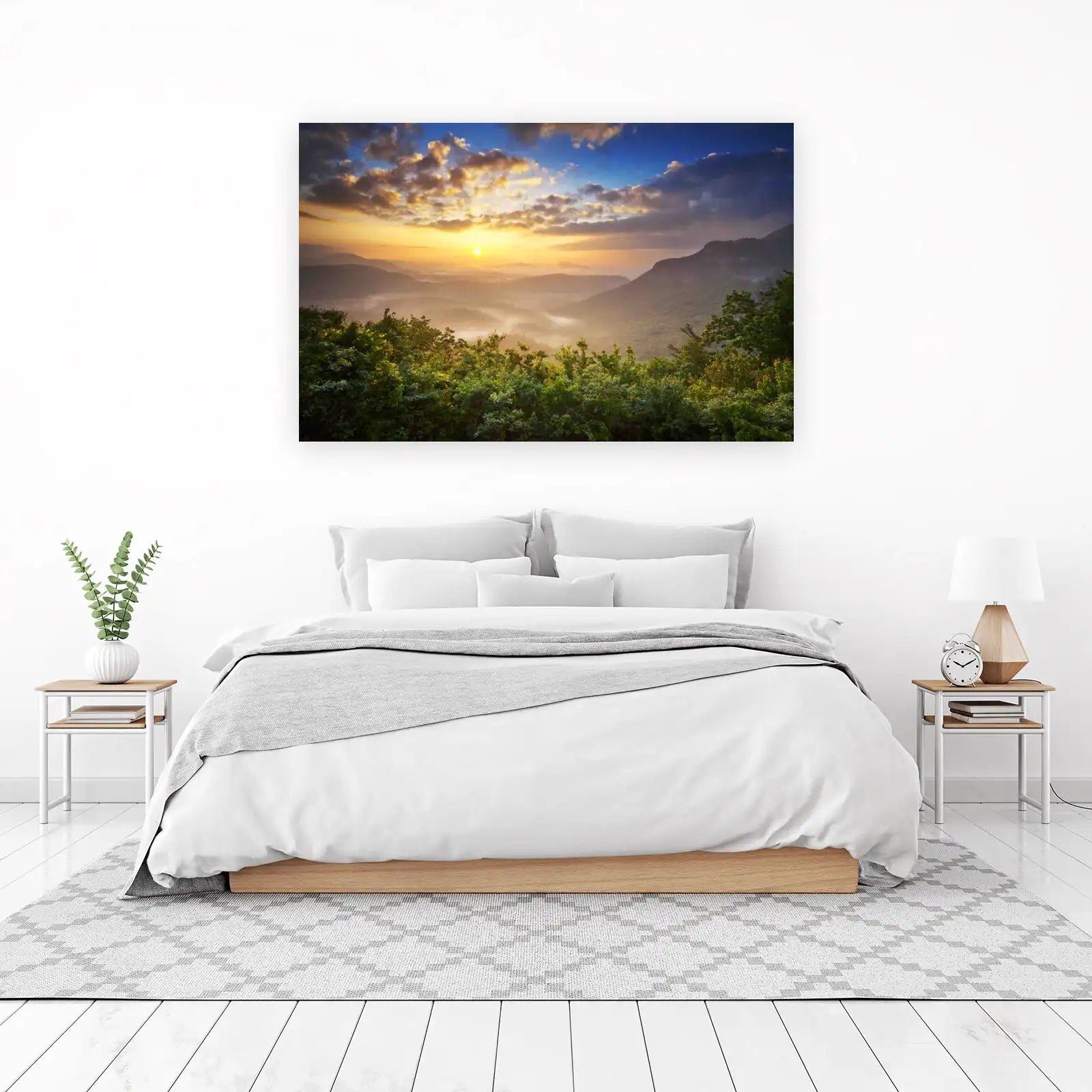 Misty Mountain Sunrise Landscape Wall Art