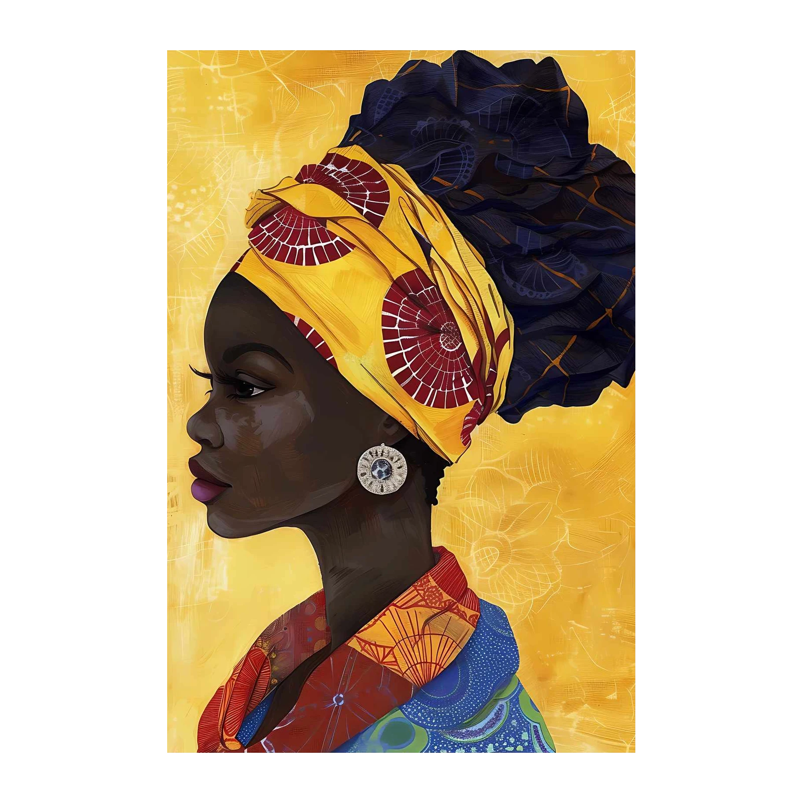Vibrant African Woman Portrait Wall Art