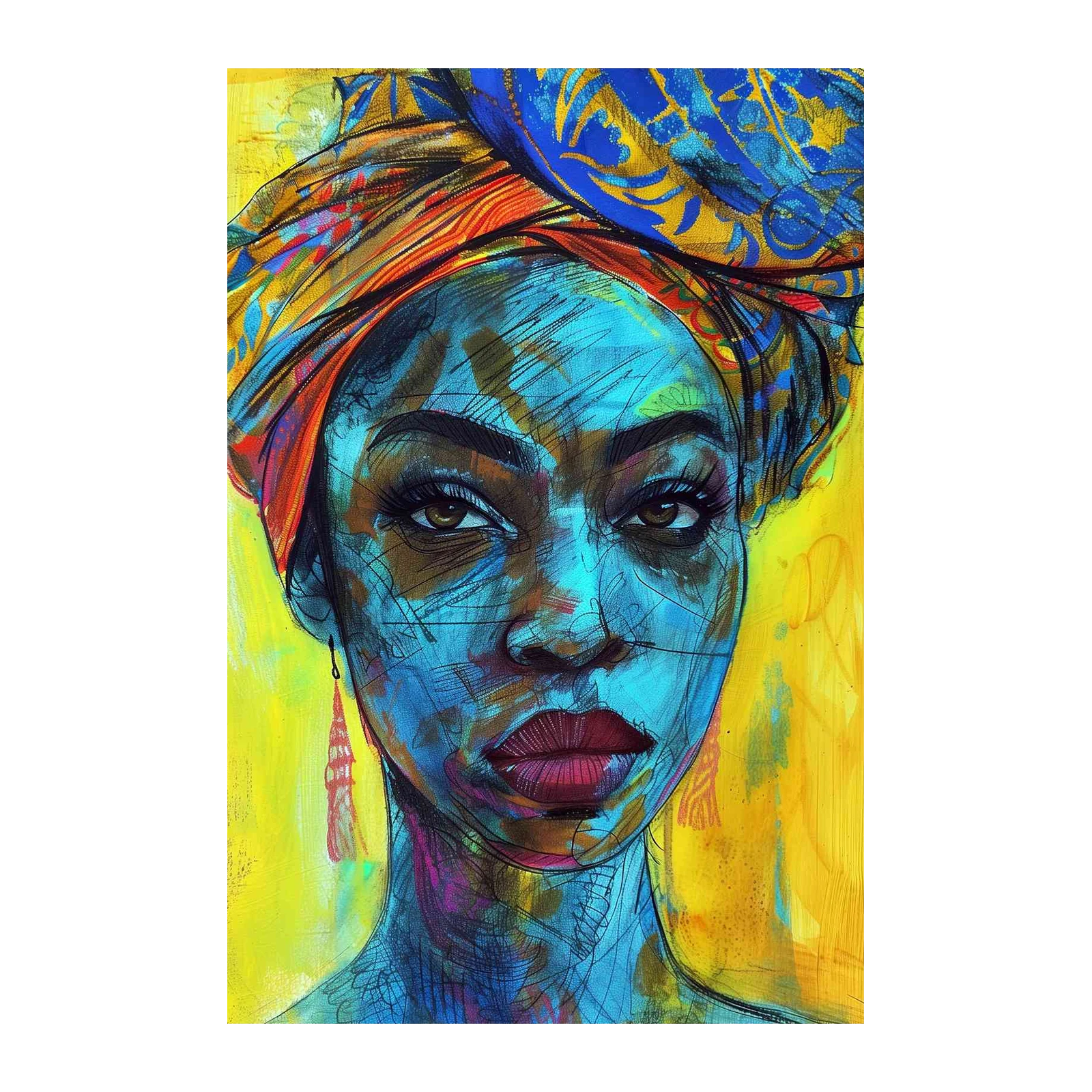 Vibrant African Woman Portrait Wall Art