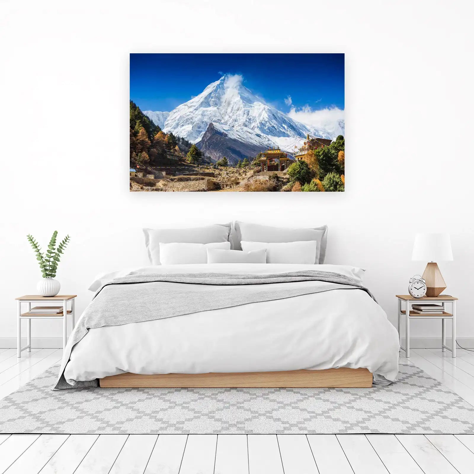 Majestic Snow Peak & Tibetan Monastery Wall Art