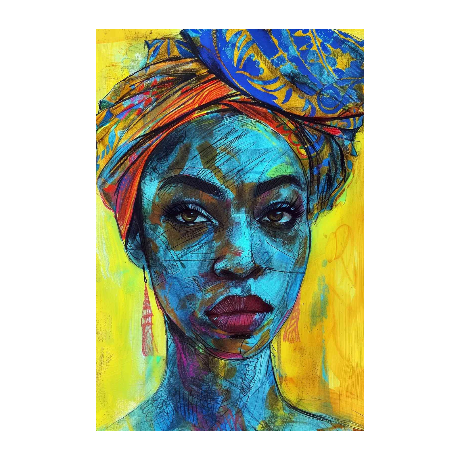 Vibrant African Woman Portrait Wall Art