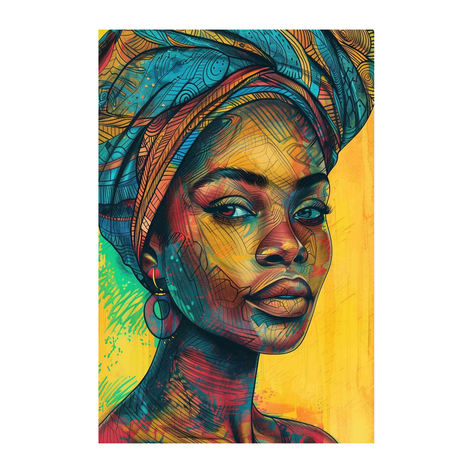Vibrant Abstract Portrait Wall Art