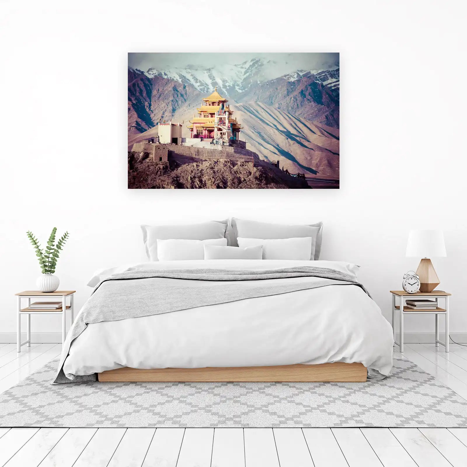Serene Monastery Mountain View Wall Art
