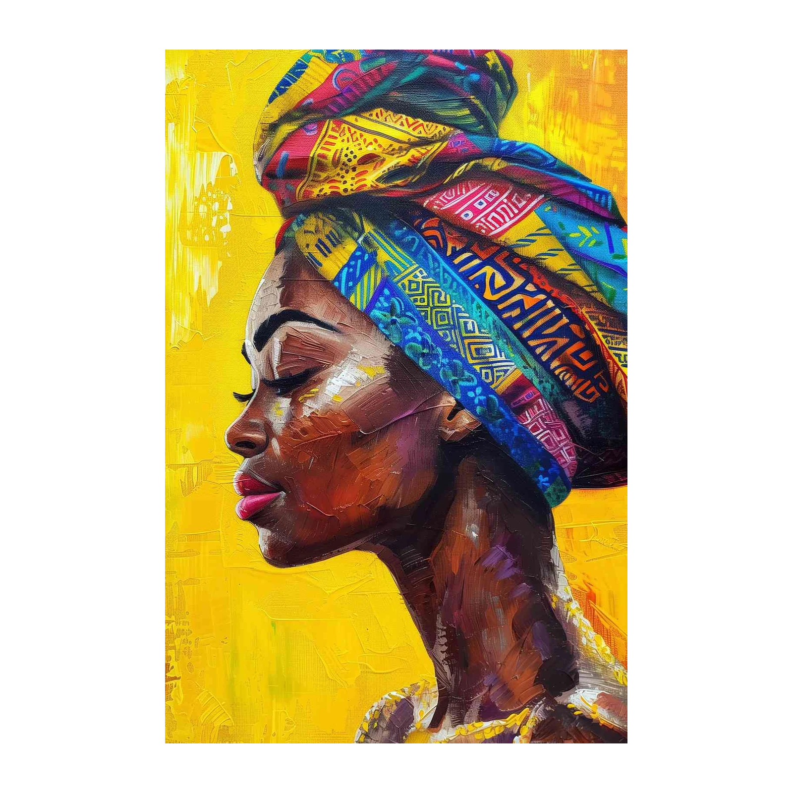 Vibrant African Woman Turban Wall Art