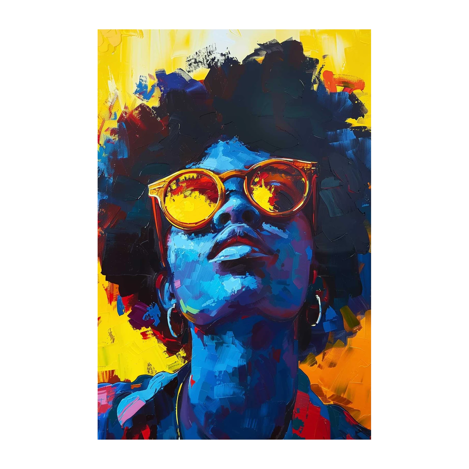 Vibrant Blue Afro Queen Wall Art
