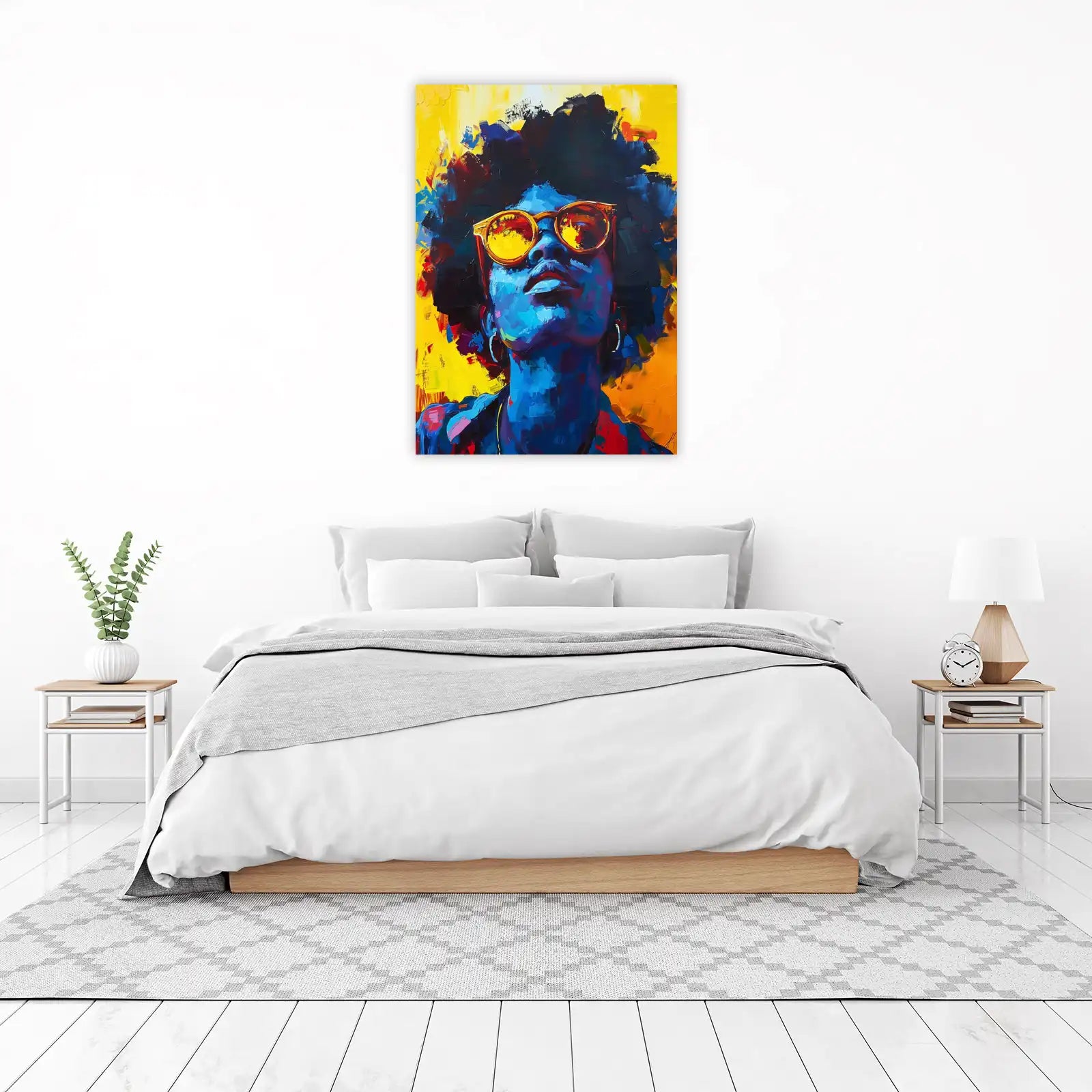 Vibrant Blue Afro Queen Wall Art
