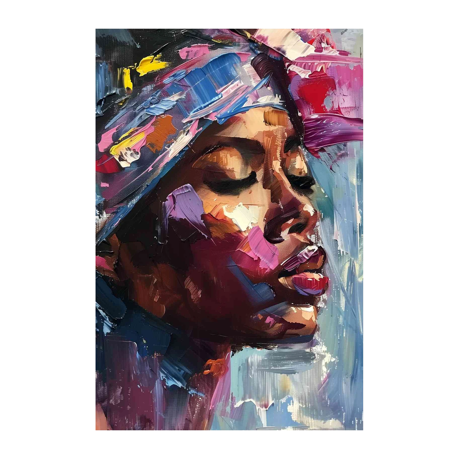 Vibrant Portrait Woman Abstract Wall Art