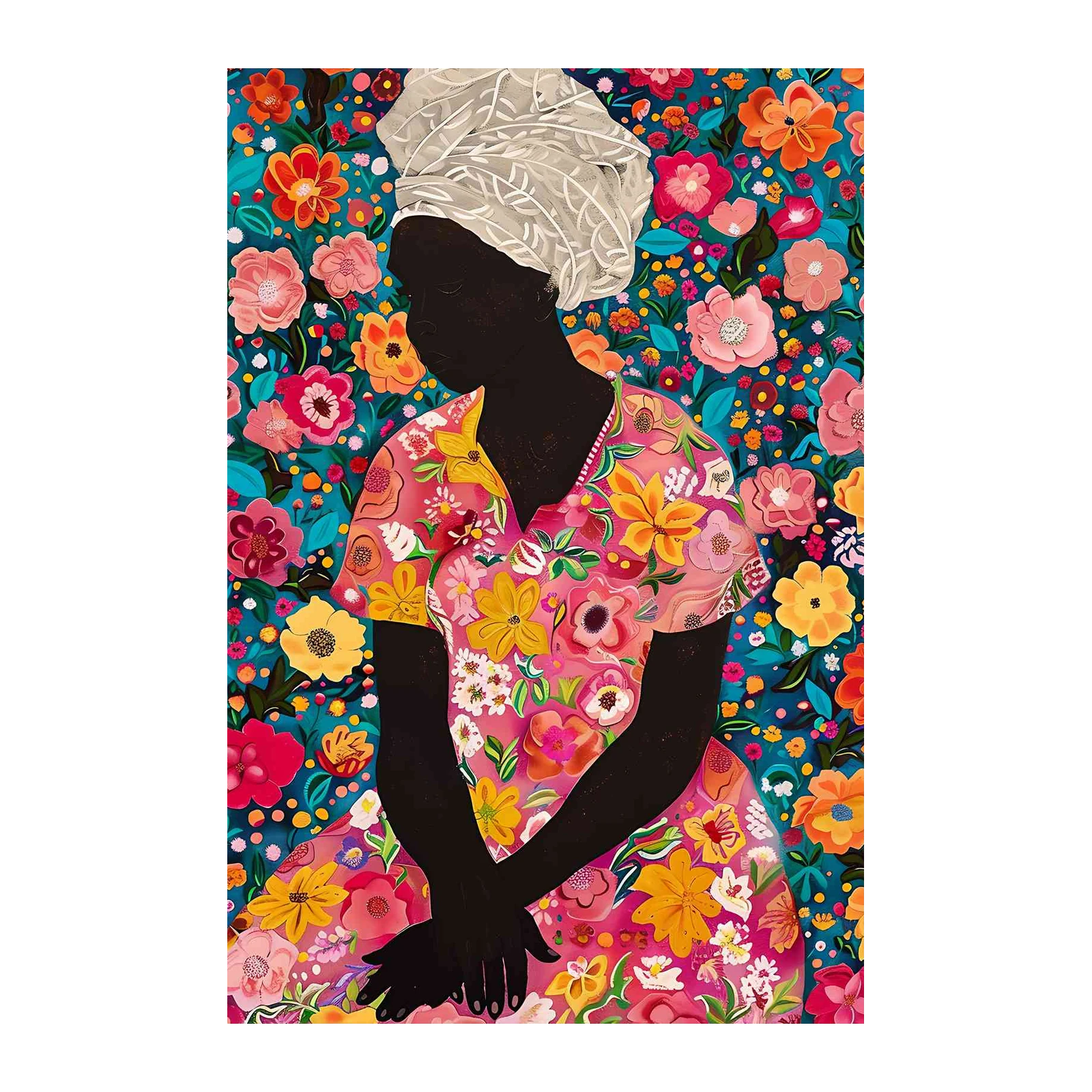 Vibrant Floral Portrait Wall Art