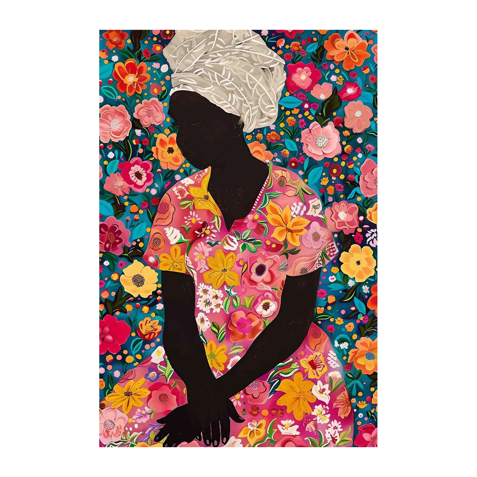 Vibrant Floral Woman Wall Art Wall Art