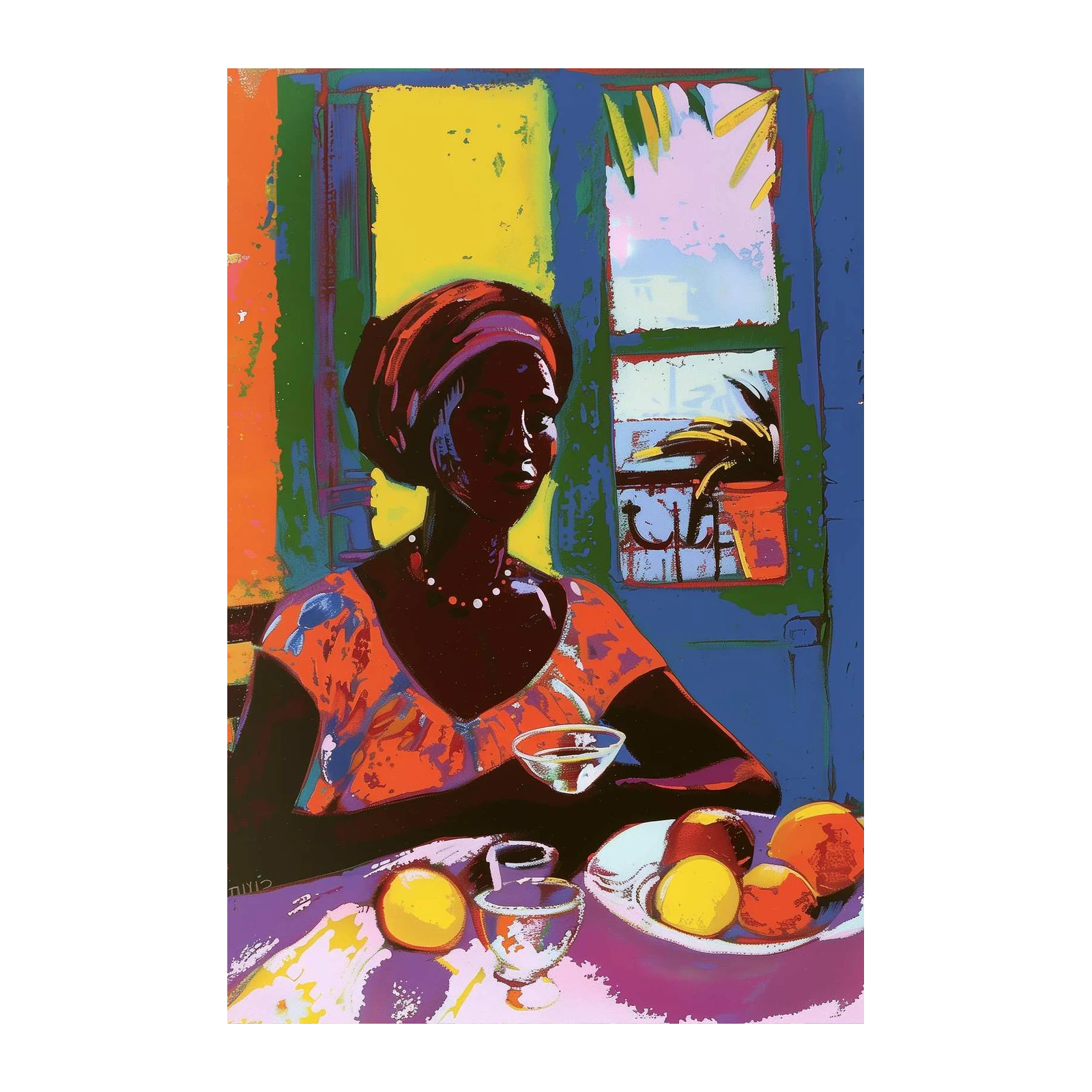 Vibrant Woman with Fruit Wall Art