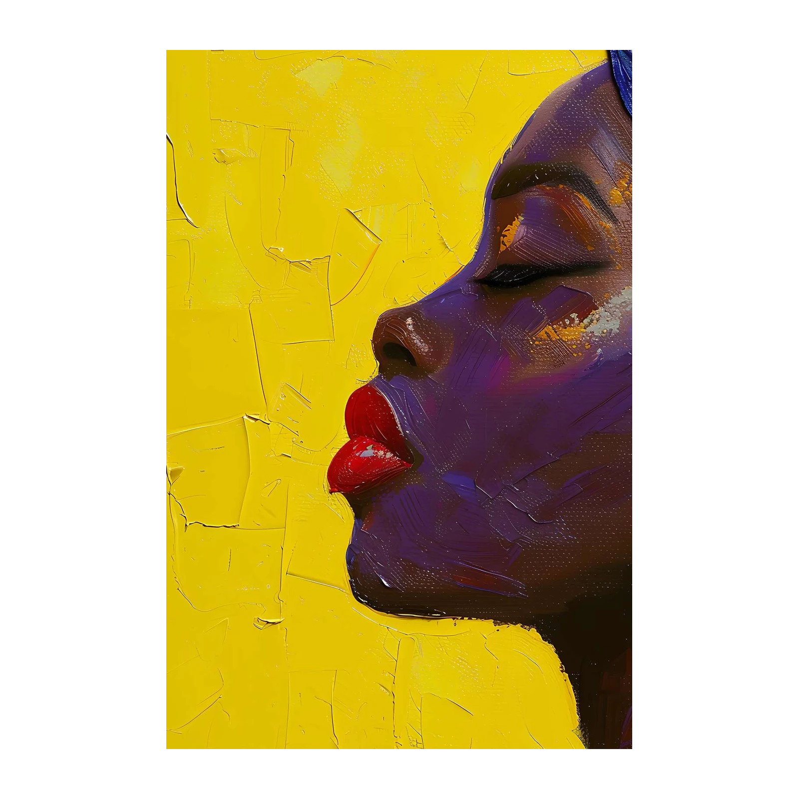 Vibrant Abstract Black Woman Profile Wall Art