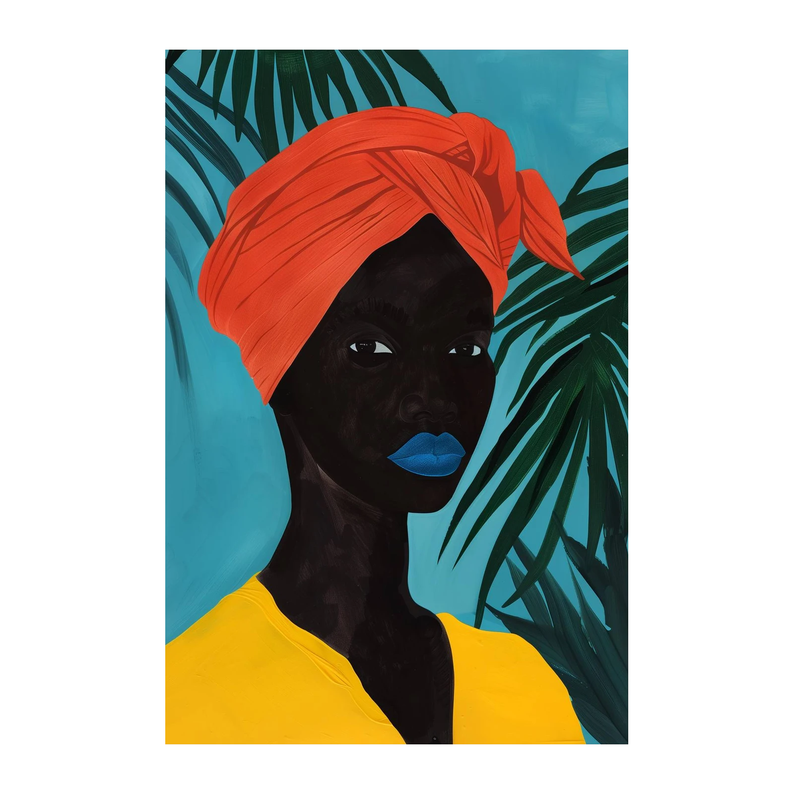 Vibrant Woman Tropical Turban Wall Art