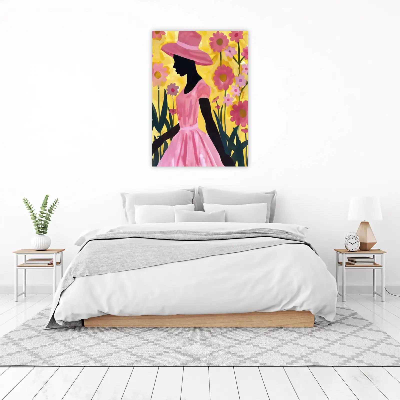 Enchanted Garden Silhouette Pink Dress Wall Art
