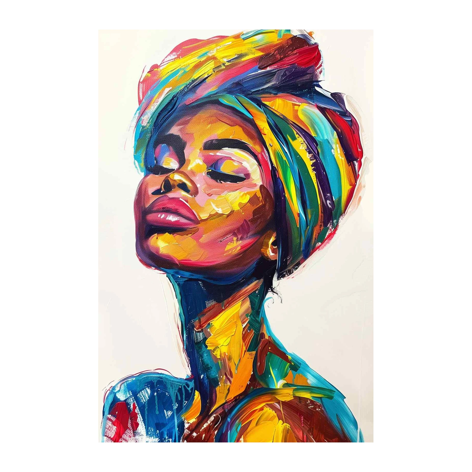 Vibrant Portrait Woman Turban Wall Art Art