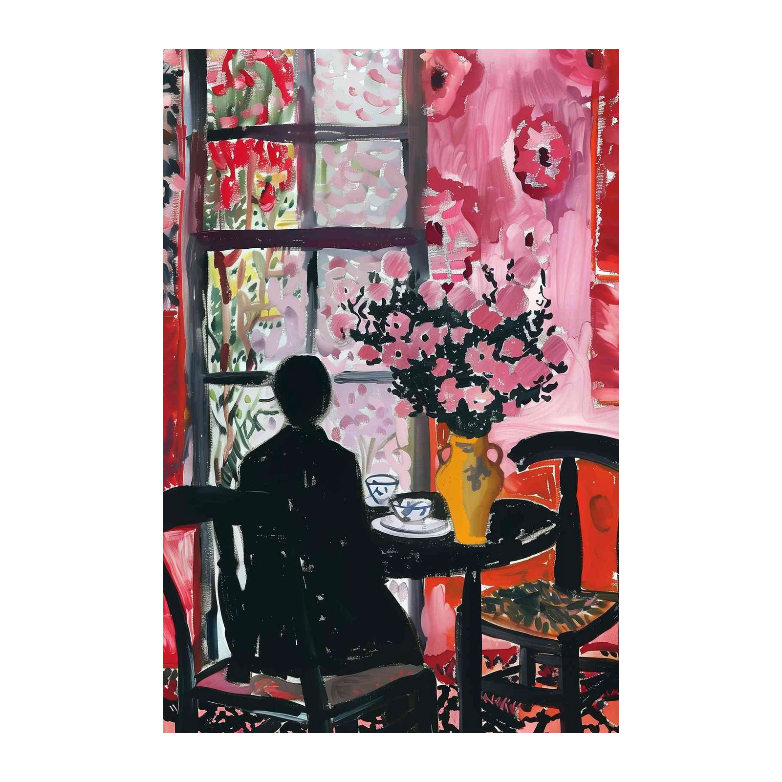 Vibrant Floral Scene & Tea Wall Art