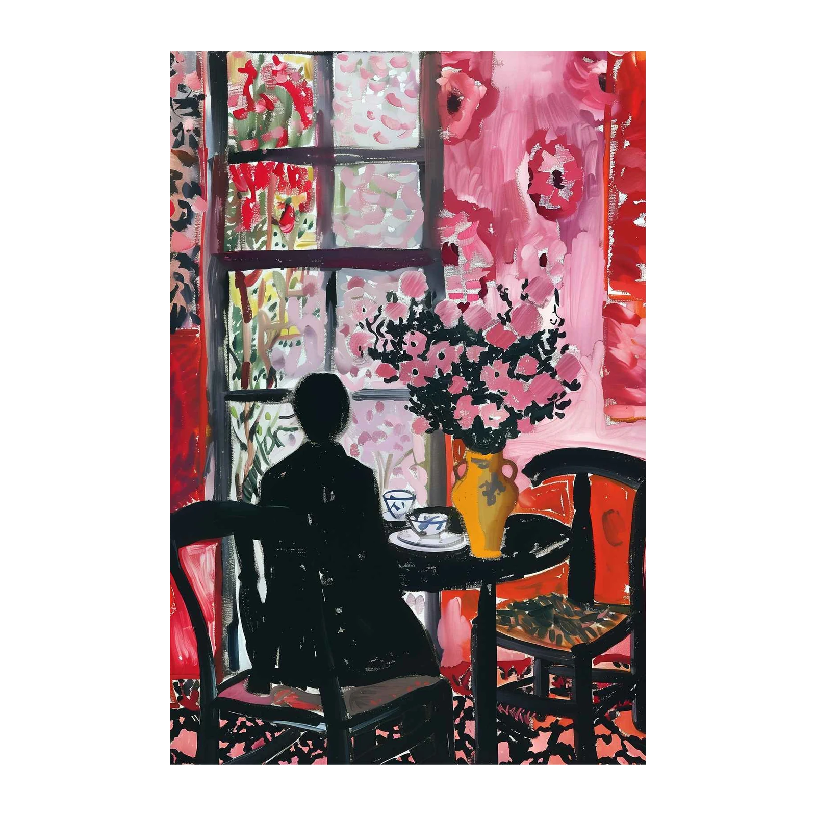 Vibrant Floral Still Life Tea Time Wall Art