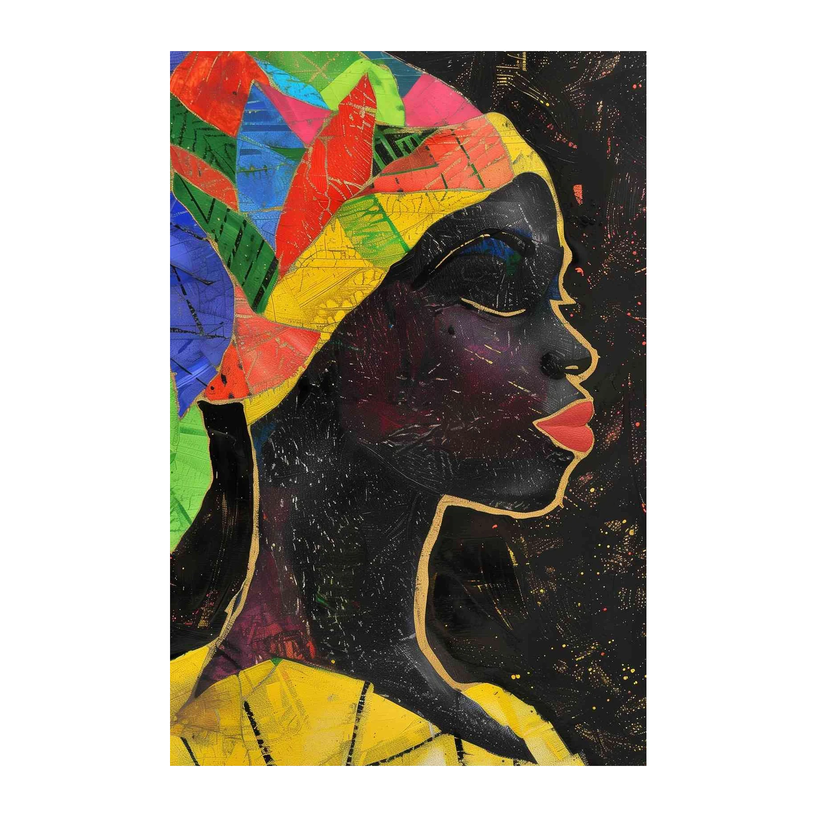 Vibrant Abstract Woman Headwrap Wall Art