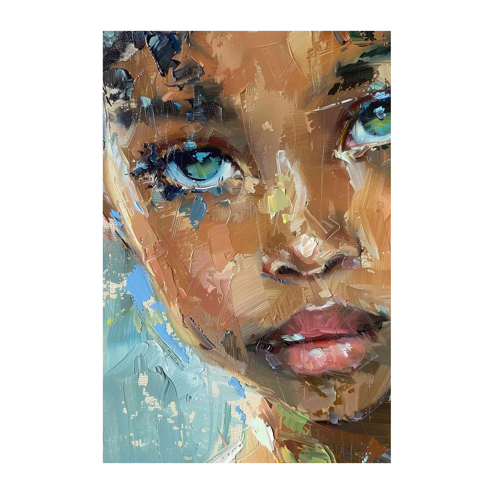 Enigmatic Gaze Portrait Textured Wall Art